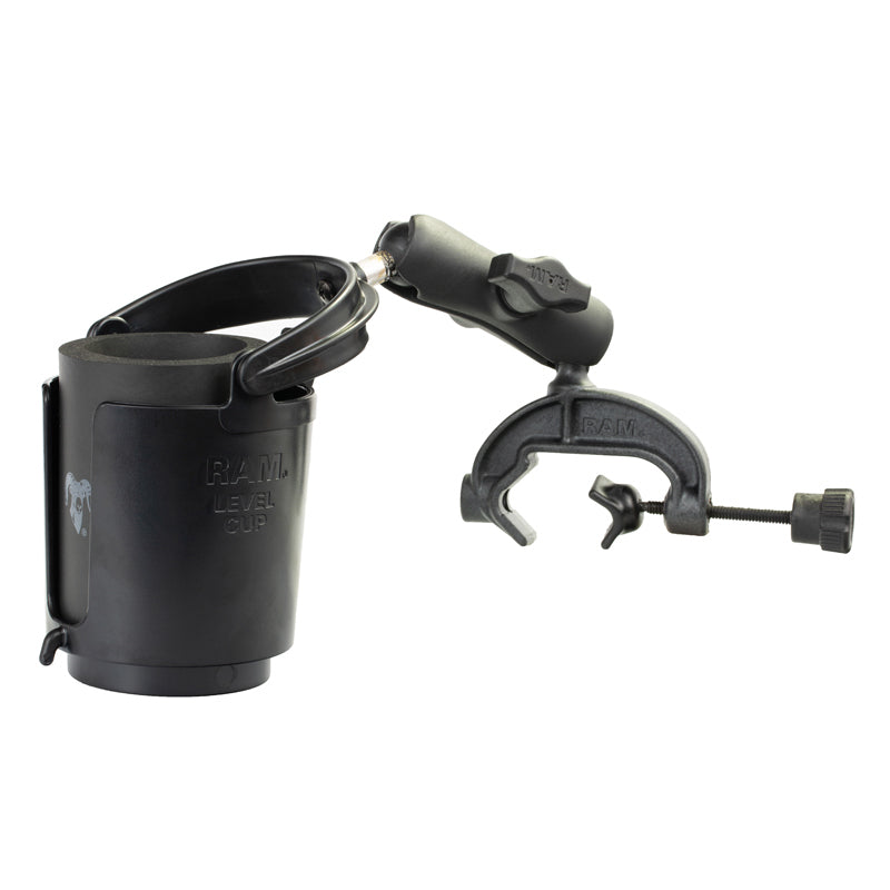 RAP-B-132CU:RAP-B-132CU_1:RAM® Level Cup™ 16oz Drink Holder with Composite Yoke Clamp Base