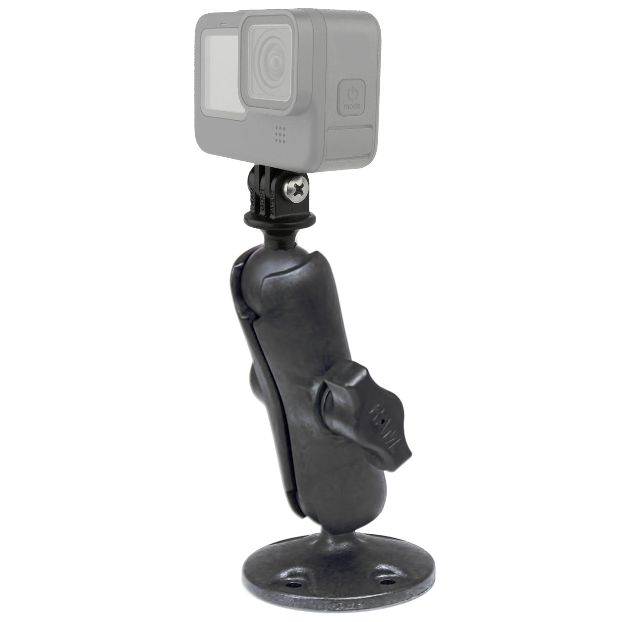 RAP-B-138-GOP1:RAP-B-138-GOP1_1:RAM® Composite Drill-Down Mount with Universal Action Camera Adapter