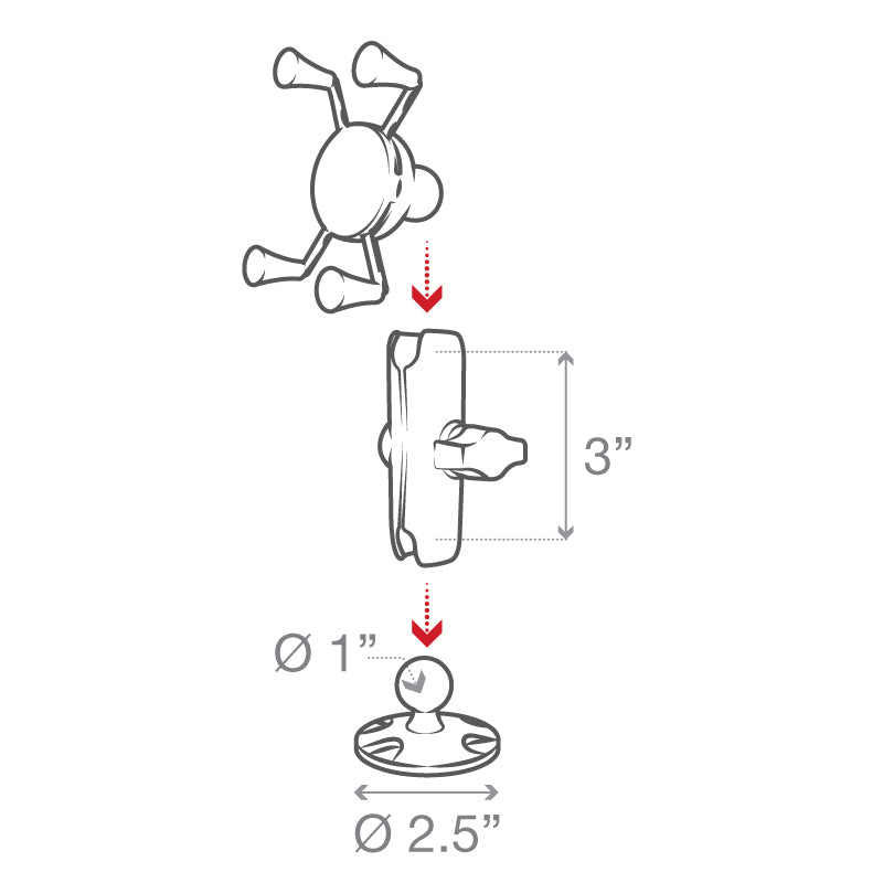 RAP-B-138-UN7U:RAP-B-138-UN7U_1:RAM® X-Grip® High-Strength Composite Phone Mount with Drill-Down Base