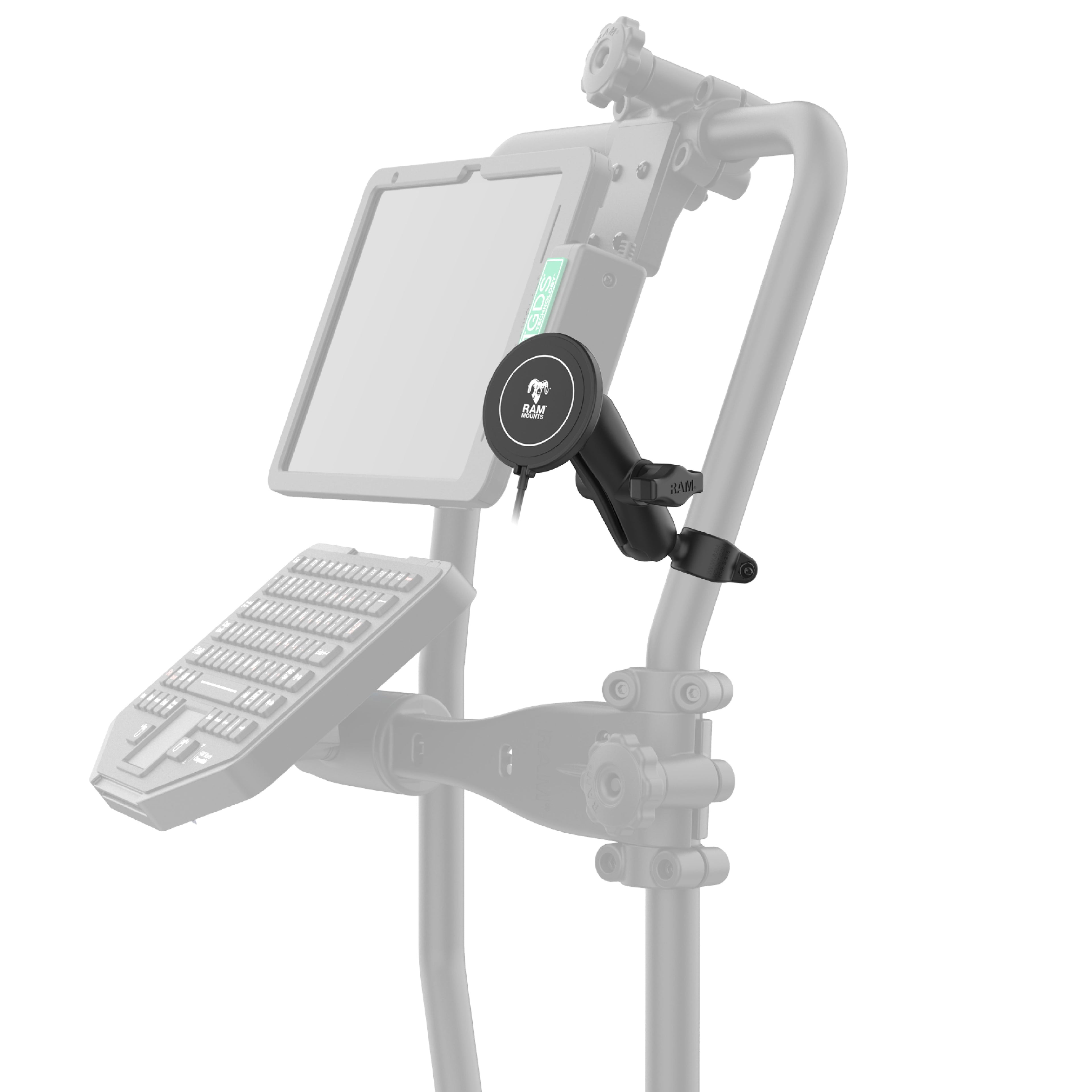 RAP-B-149-AP-MAG-1-W2MU:RAP-B-149-AP-MAG-1-W2MU_1:RAM® Double Ball Rail Mount with RAM® Qi2 15W Wireless Charger