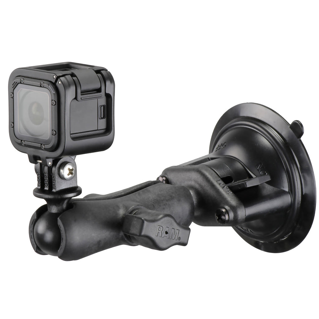RAP-B-166-GOP1:RAP-B-166-GOP1_1:RAM® Twist-Lock™ Composite Suction Mount with Action Camera Adapter