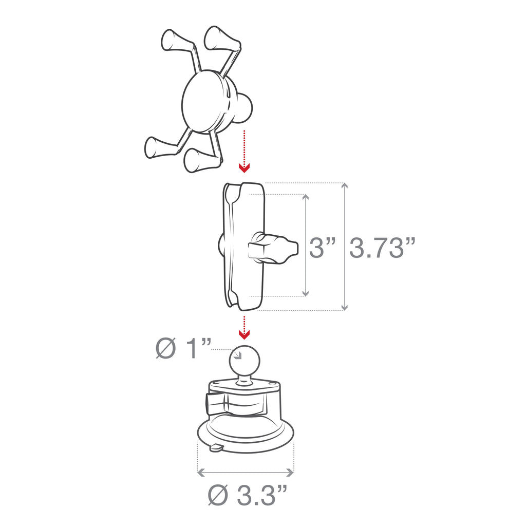 RAP-B-166-UN7U:RAP-B-166-UN7U_1:RAM® X-Grip® Phone Mount with Twist-Lock™ Suction Cup Base