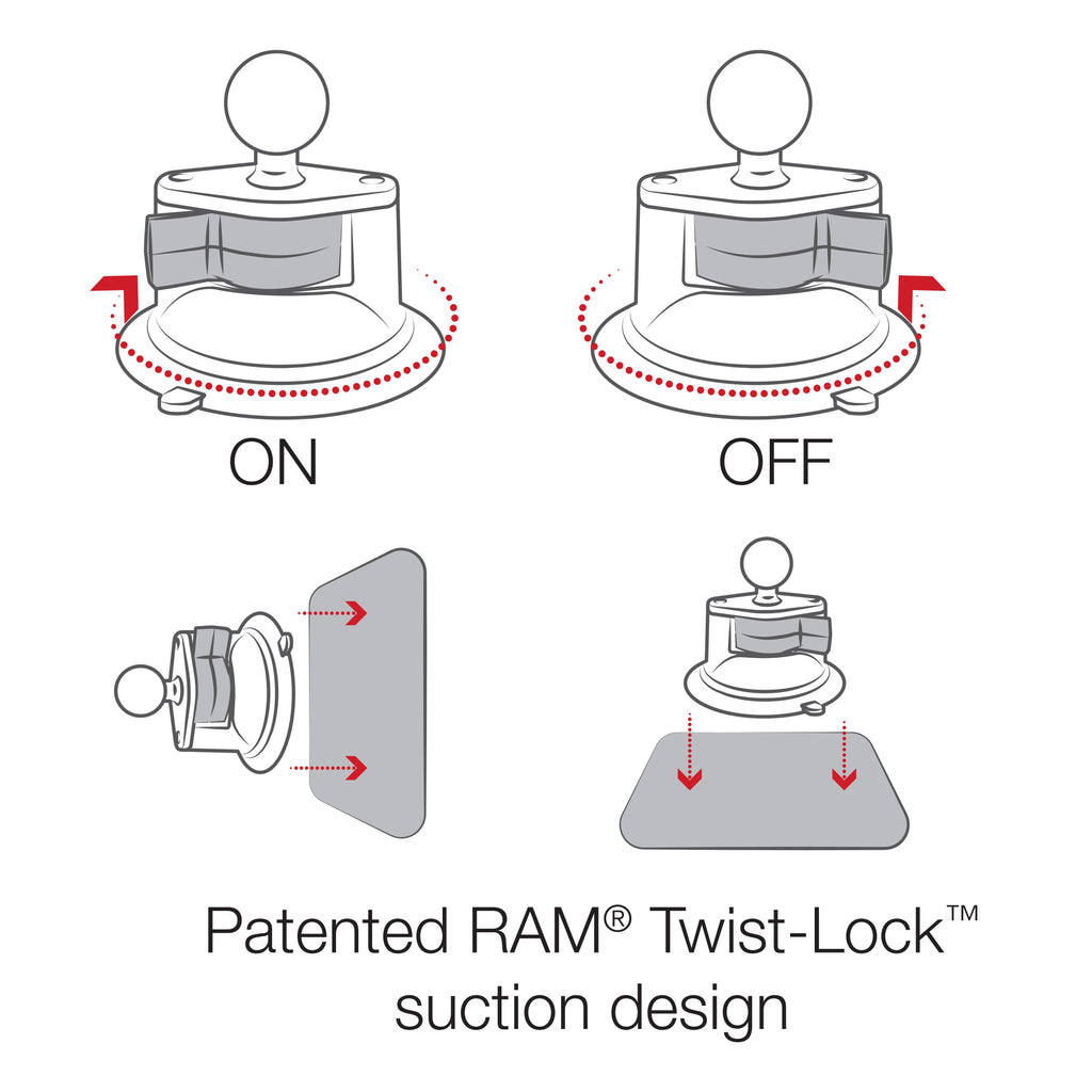 RAP-B-166-UN7U:RAP-B-166-UN7U_1:RAM® X-Grip® Phone Mount with Twist-Lock™ Suction Cup Base