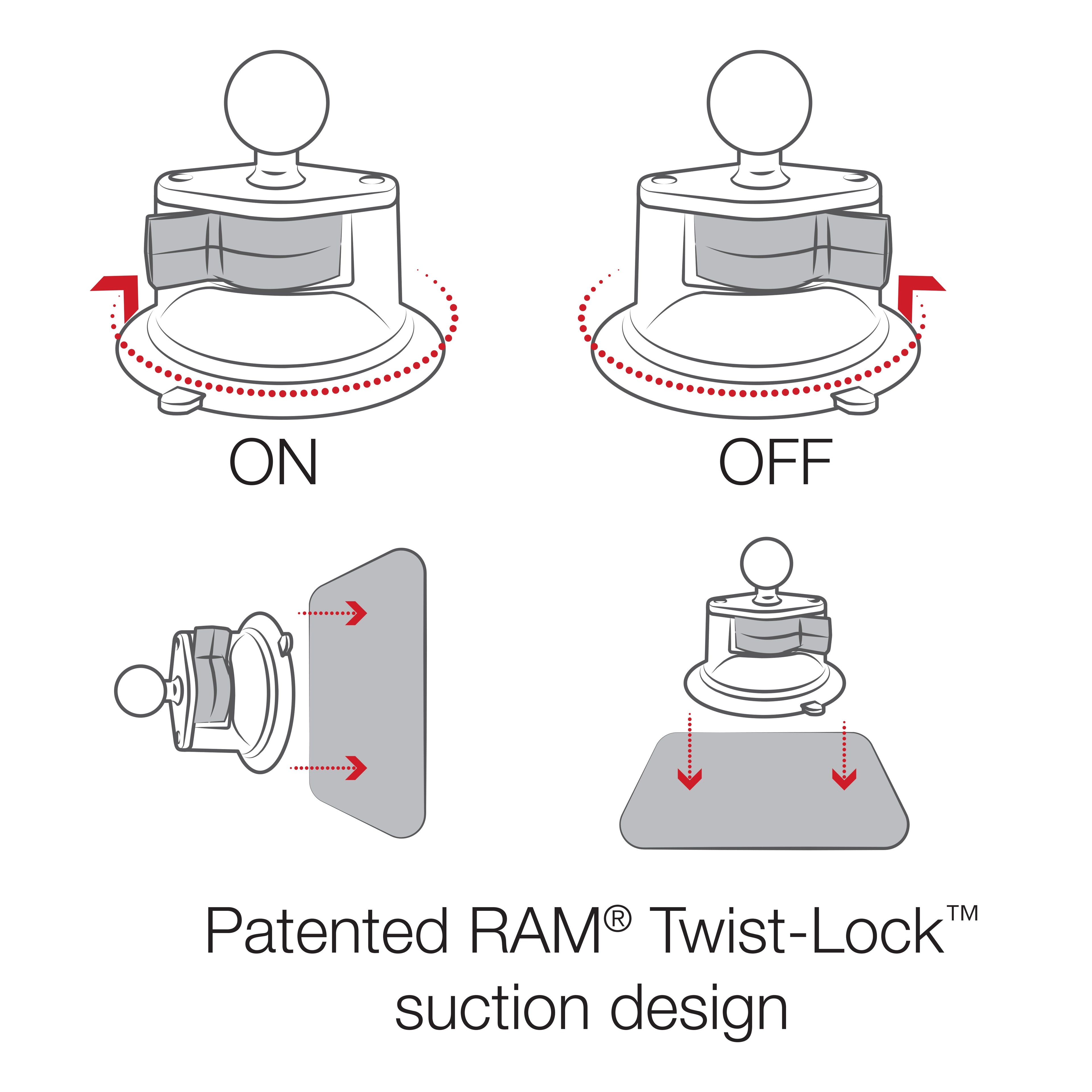 RAP-B-166-UN7U:RAP-B-166-UN7U_1:RAM® X-Grip® Phone Mount with Twist-Lock™ Suction Cup Base