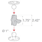 RAP-B-201U-A:RAP-B-201U-A_1:RAM® Composite Double Socket Arm - B Size Short