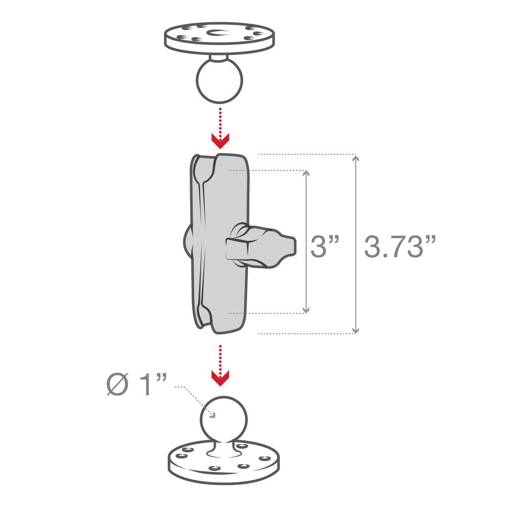 RAP-B-201U:RAP-B-201U_1:RAM® Composite Double Socket Arm - B Size Medium