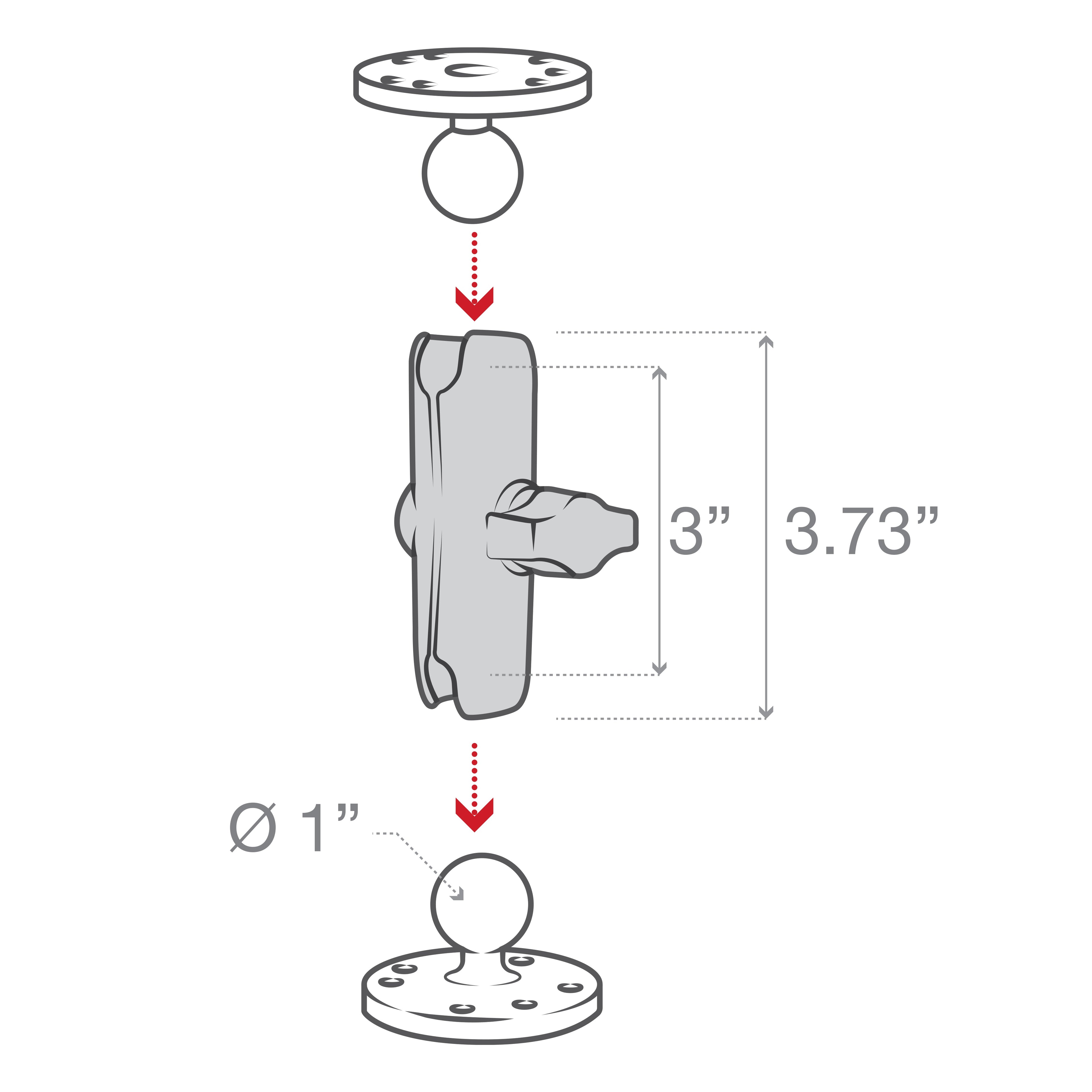 RAP-B-201U:RAP-B-201U_1:RAM® Composite Double Socket Arm - B Size Medium