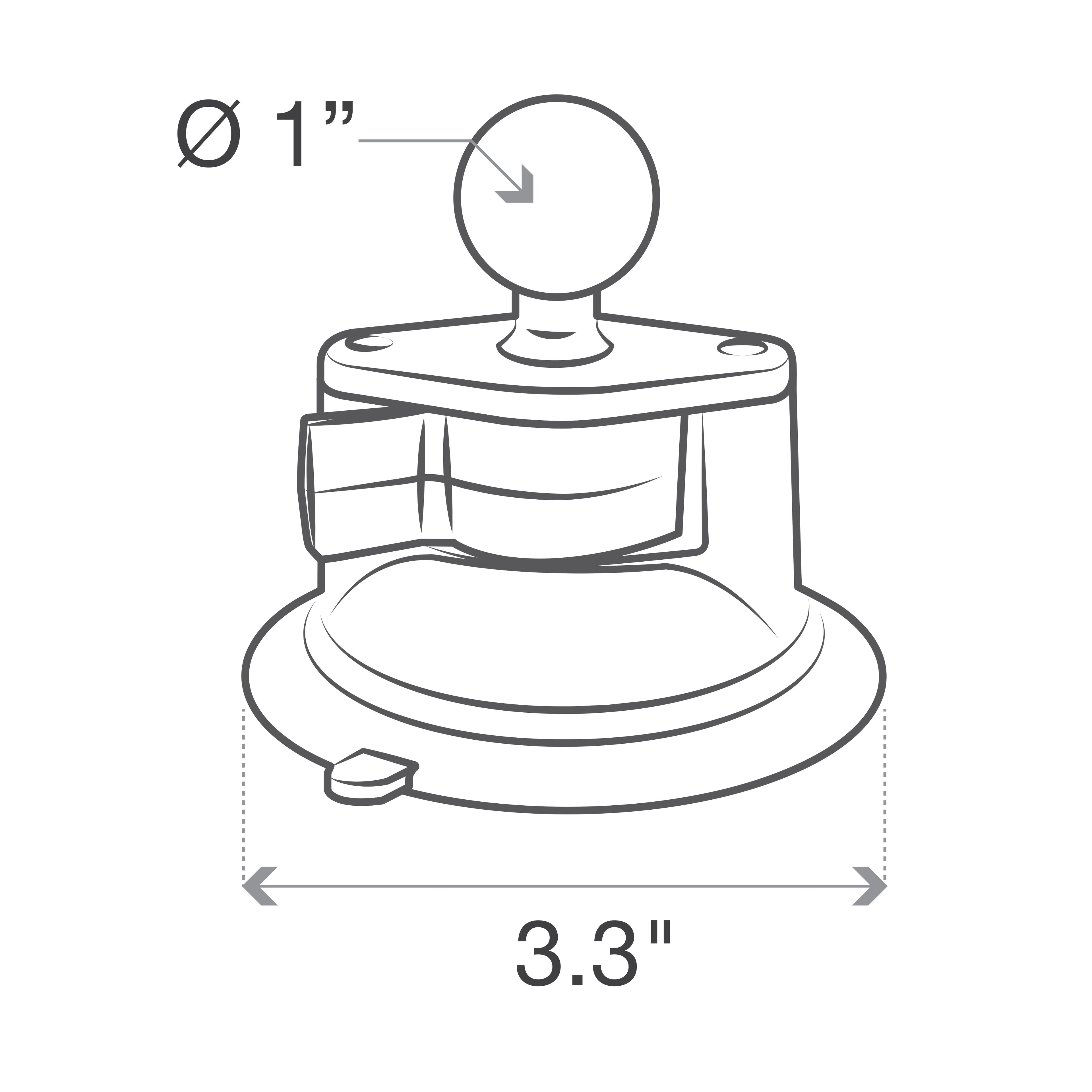 RAP-B-224-1U:RAP-B-224-1U_1:RAM® Twist-Lock™ Composite Suction Cup Base with Ball