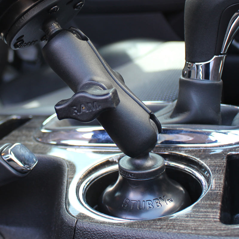 RAP-B-299-4-201U:RAP-B-299-4-201U_1:RAM® Stubby™ Cup Holder Mount with Double Socket Arm - Medium