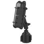 RAP-B-299-4-PD4U:RAP-B-299-4-PD4U_1:RAM® Quick-Grip™ XL Phone Mount with Stubby™ Cup Holder Base
