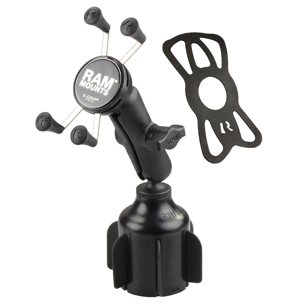 RAP-B-299-4-UN7U:RAP-B-299-4-UN7U_1:RAM® X-Grip® Phone Mount with RAM® Stubby™ Cup Holder Base