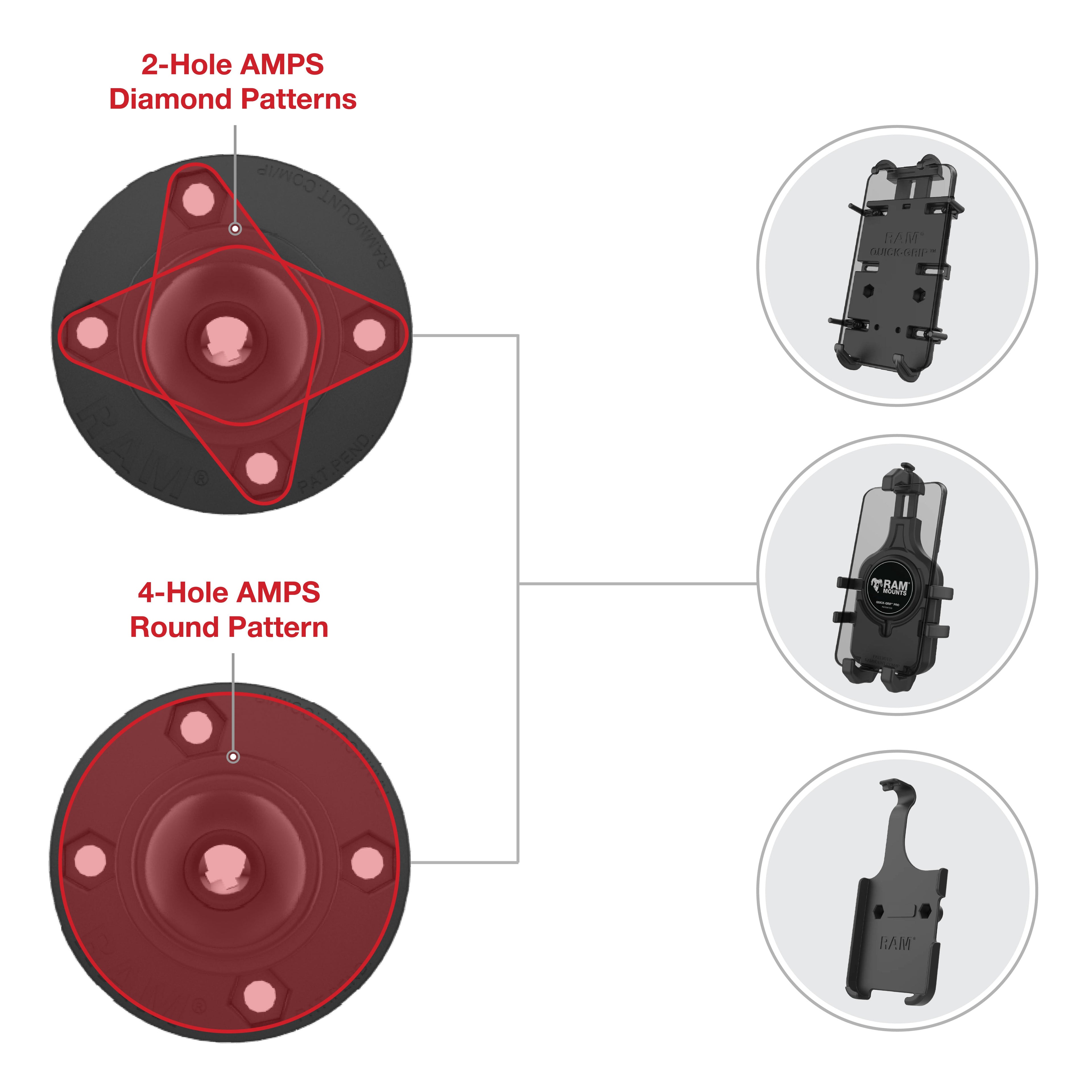 RAP-B-351-4RU:RAP-B-351-4RU_1:RAM® Rotating Ball Adapter for Phone and Handheld Holders - B Size
