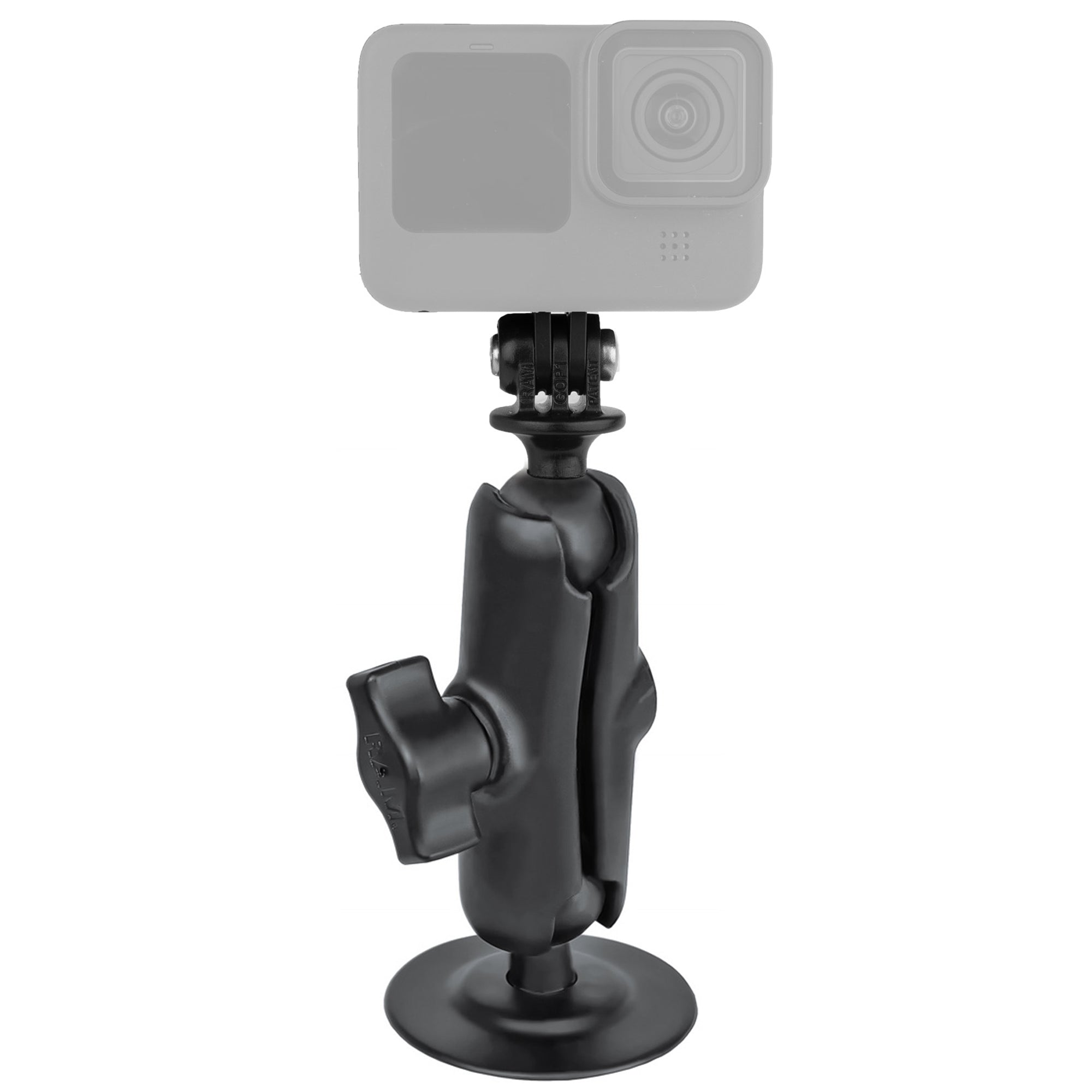 RAP-B-378-202U-GOP1:RAP-B-378-202U-GOP1_1:RAM® Flex Adhesive Double Ball Mount with Action Camera Adapter