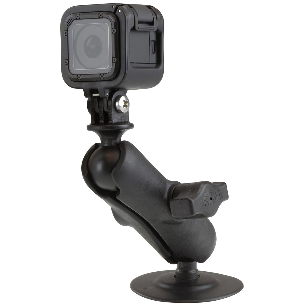 RAP-B-378-202U-GOP1:RAP-B-378-202U-GOP1_1:RAM® Flex Adhesive Double Ball Mount with Action Camera Adapter
