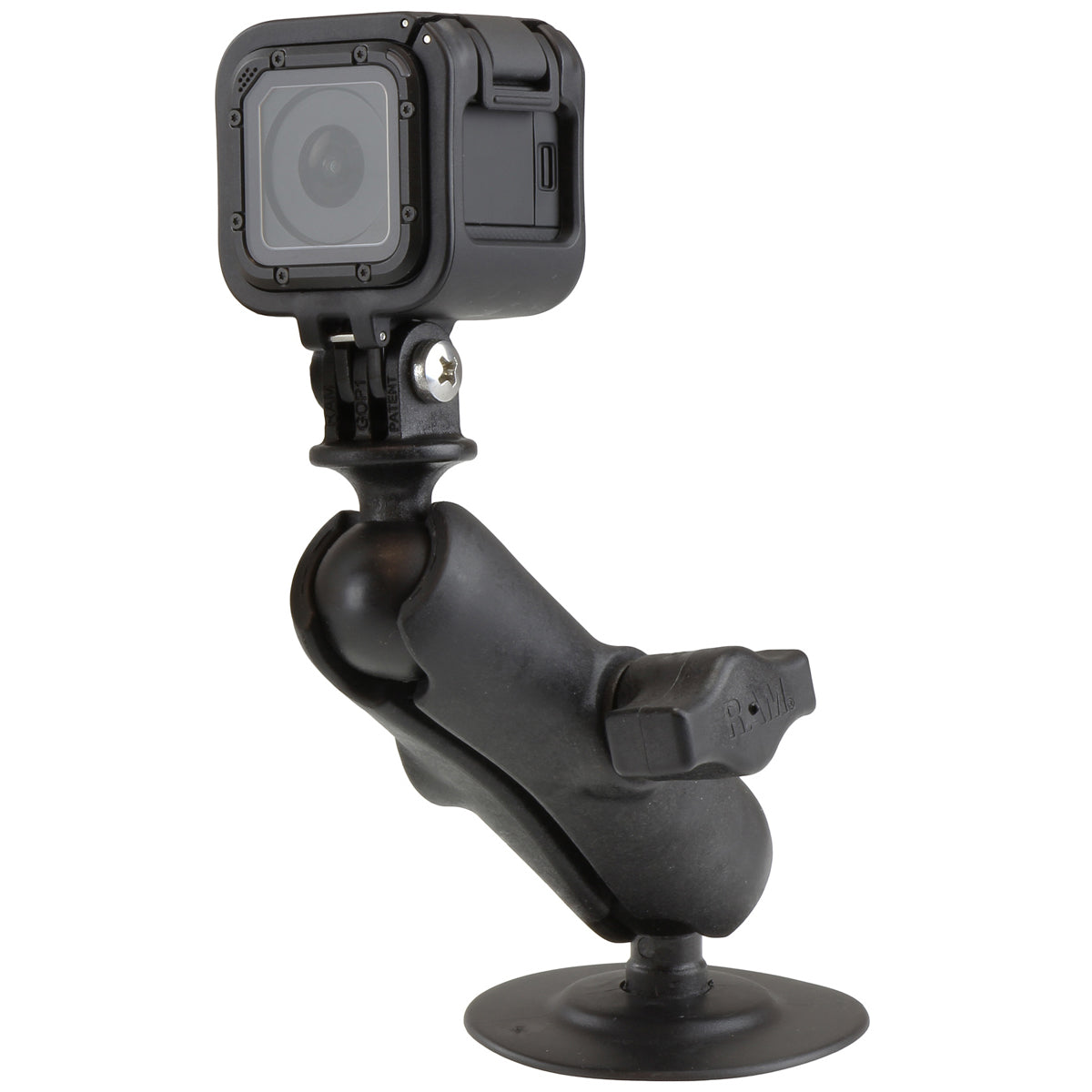 RAP-B-378-202U-GOP1:RAP-B-378-202U-GOP1_1:RAM® Flex Adhesive Double Ball Mount with Action Camera Adapter