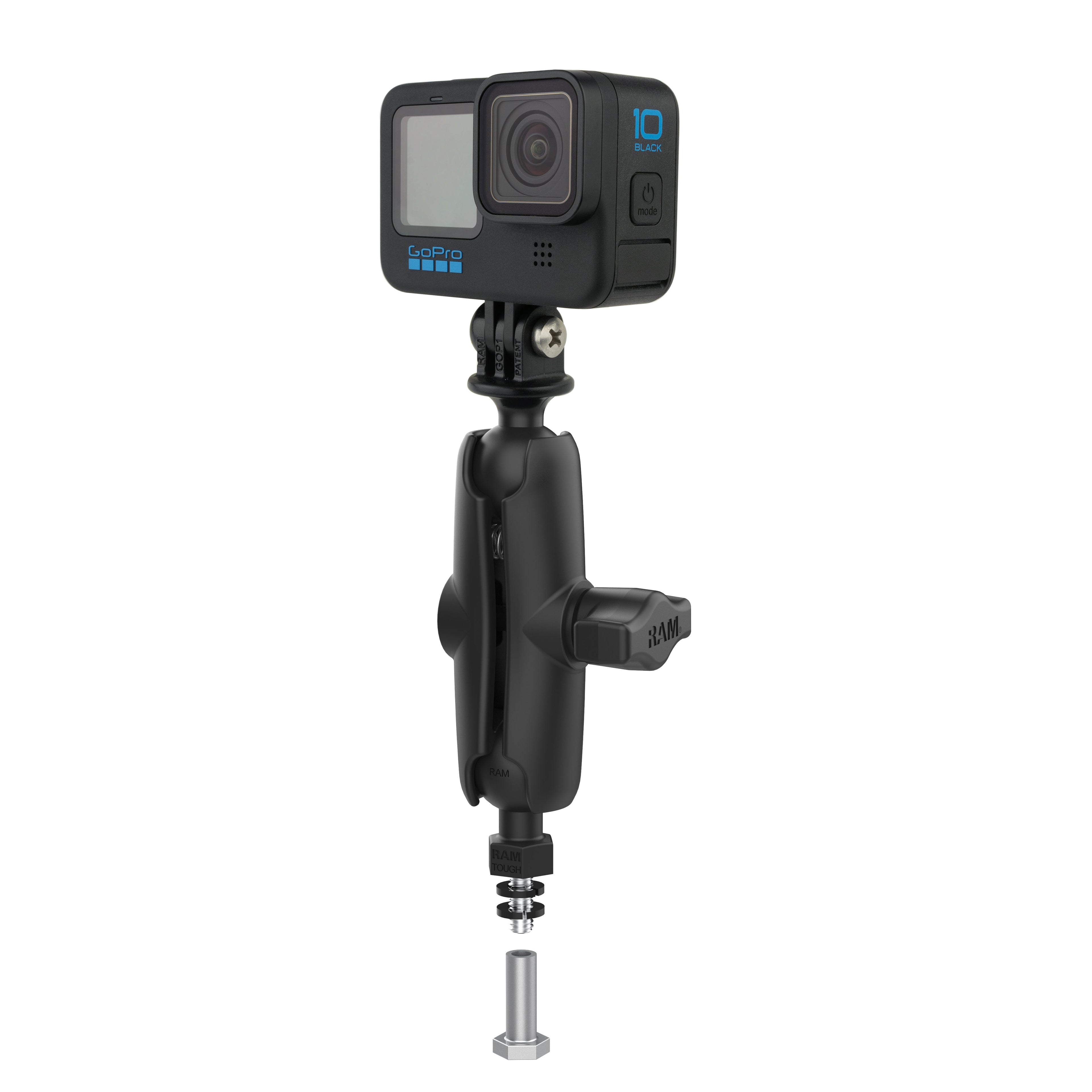 RAP-B-379-252062-2SLW-A-GOP1U:RAP-B-379-252062-2SLW-A-GOP1U_1:RAM® Tough-Ball™ for Bronco Hood Tie Down with Action Camera...