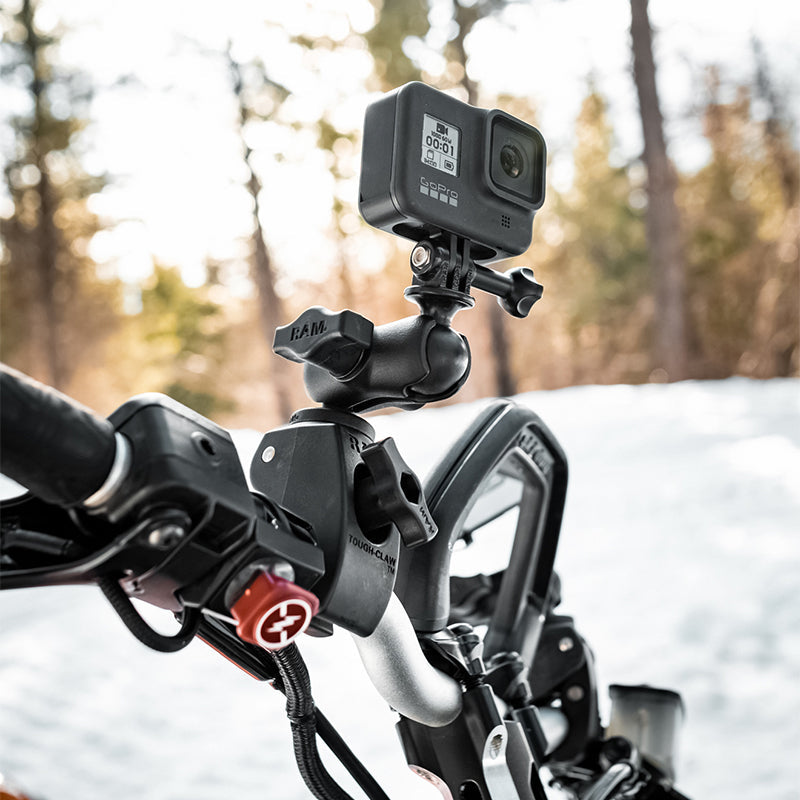 RAP-B-400-GOP1U:RAP-B-400-GOP1U_1:RAM® Tough-Claw™ Double Ball Mount with Universal Action Camera Adapter