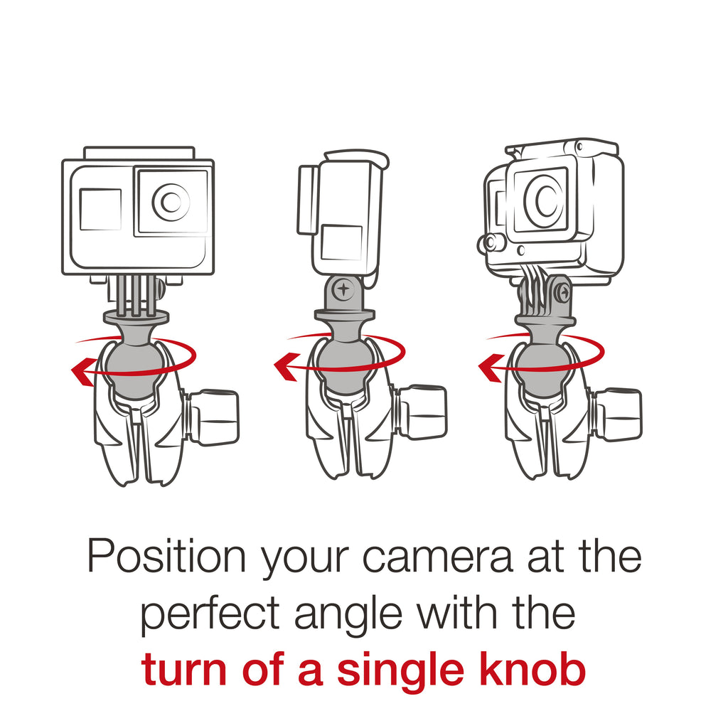 RAP-B-460-A-GOP1U:RAP-B-460-A-GOP1U_1:RAM® Tough-Strap™ Double Ball Mount with Universal Action Camera Adapter