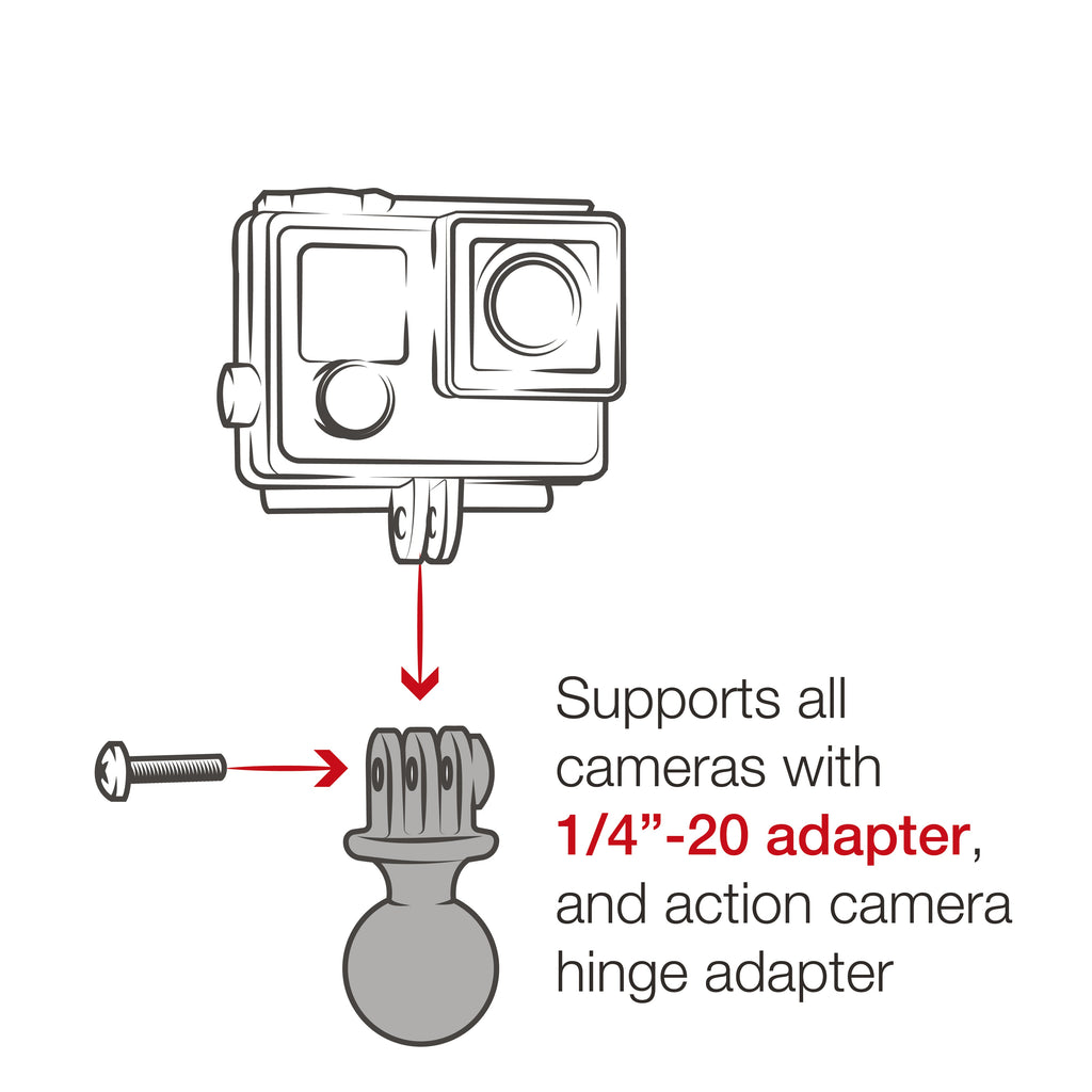 RAP-B-460-A-GOP1U:RAP-B-460-A-GOP1U_1:RAM® Tough-Strap™ Double Ball Mount with Universal Action Camera Adapter