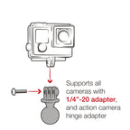 RAP-B-460-A-GOP1U:RAP-B-460-A-GOP1U_1:RAM® Tough-Strap™ Double Ball Mount with Universal Action Camera Adapter
