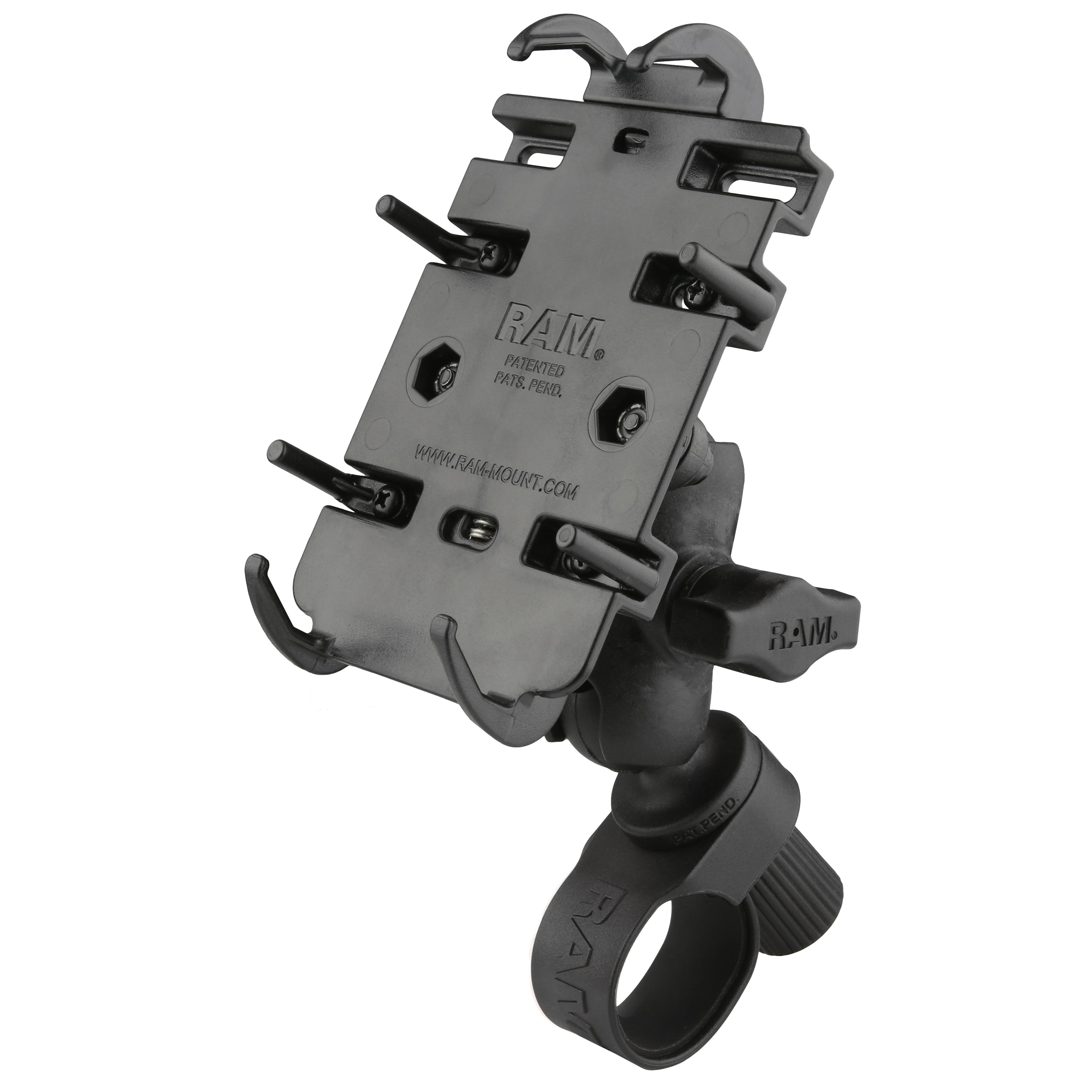 RAP-B-460-A-PD3U:RAP-B-460-A-PD3U_1:RAM® Quick-Grip™ Phone Mount with RAM® Tough-Strap™ Handlebar Base