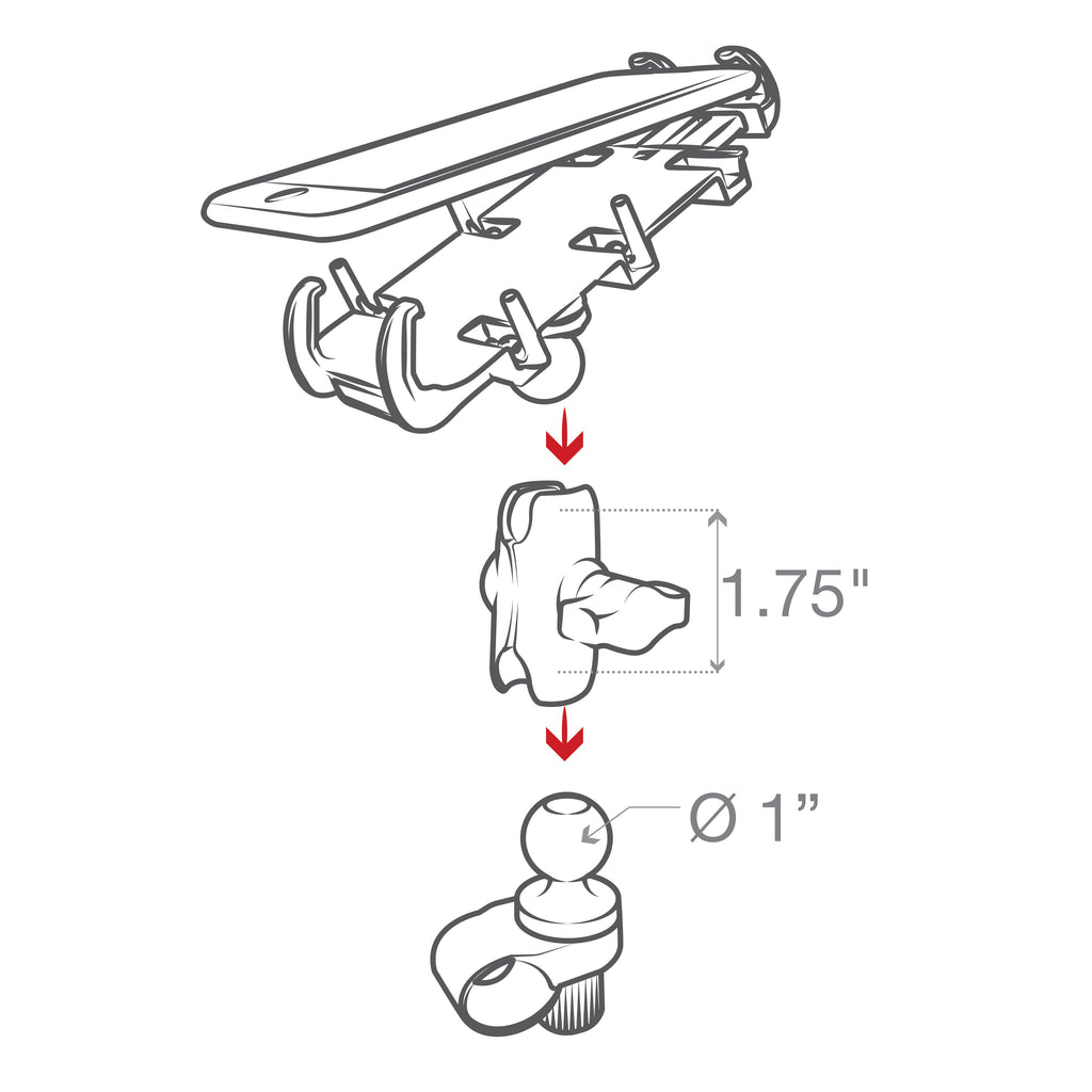 RAP-B-460-A-PD3U:RAP-B-460-A-PD3U_1:RAM® Quick-Grip™ Phone Mount with RAM® Tough-Strap™ Handlebar Base