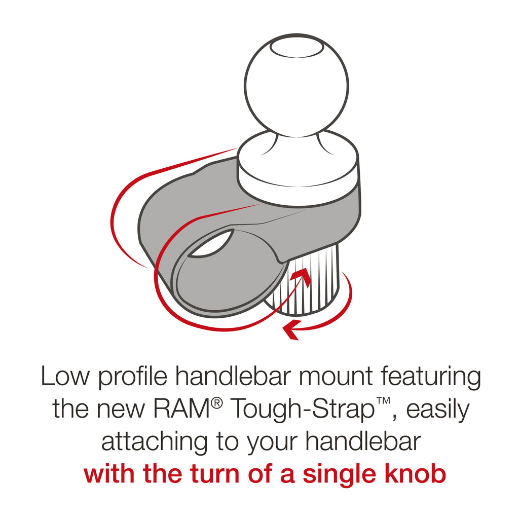 RAP-B-460-A-PD3U:RAP-B-460-A-PD3U_1:RAM® Quick-Grip™ Phone Mount with RAM® Tough-Strap™ Handlebar Base