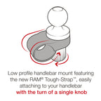 RAP-B-460-A-PD3U:RAP-B-460-A-PD3U_1:RAM® Quick-Grip™ Phone Mount with RAM® Tough-Strap™ Handlebar Base