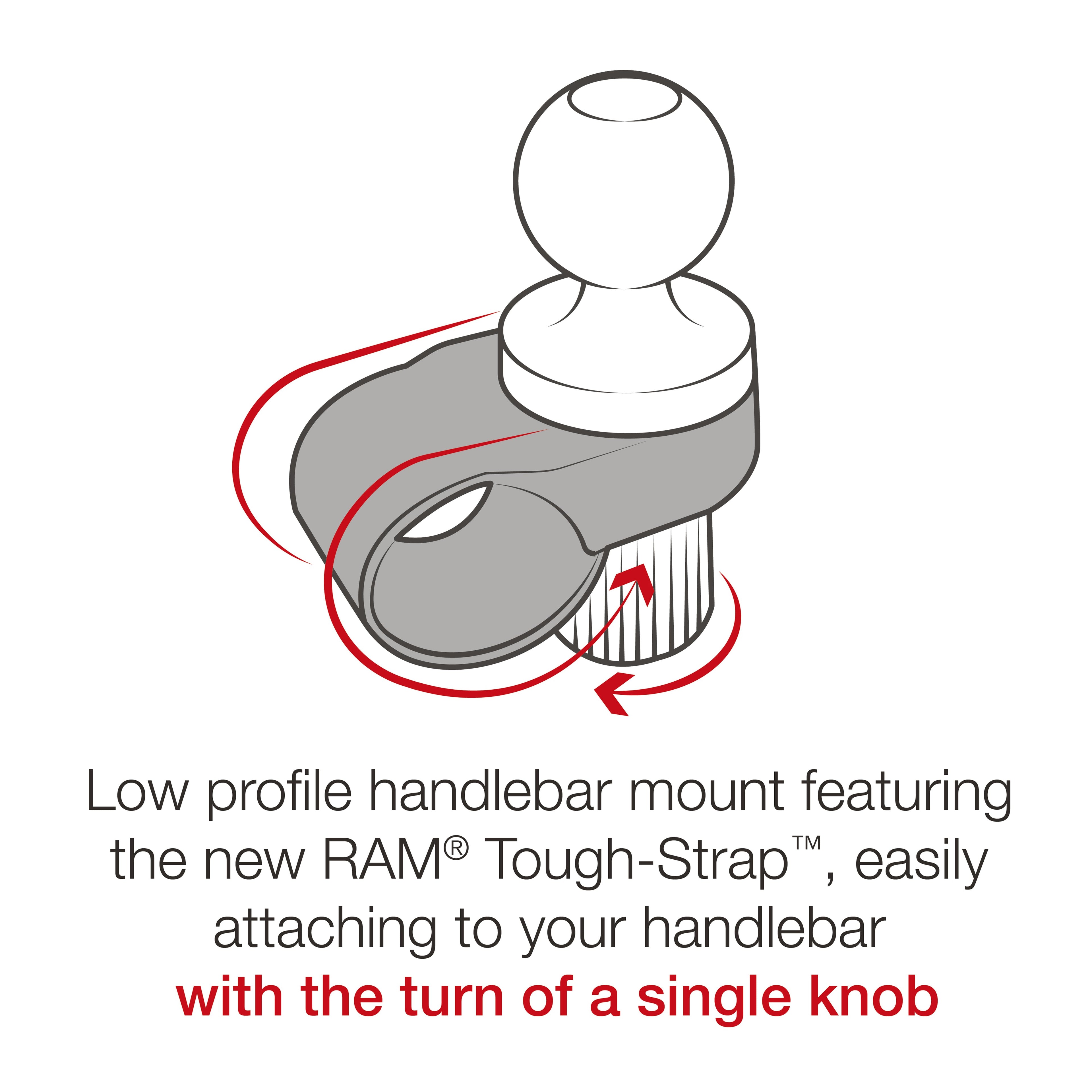 RAP-B-460-A-PD3U:RAP-B-460-A-PD3U_1:RAM® Quick-Grip™ Phone Mount with RAM® Tough-Strap™ Handlebar Base