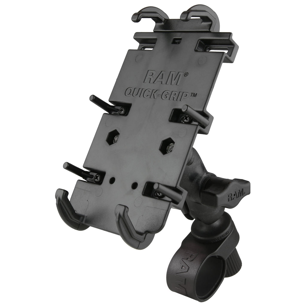 RAP-B-460-A-PD4U:RAP-B-460-A-PD4U_1:RAM® Quick-Grip™ XL Phone Mount with RAM® Tough-Strap™ Handlebar Base