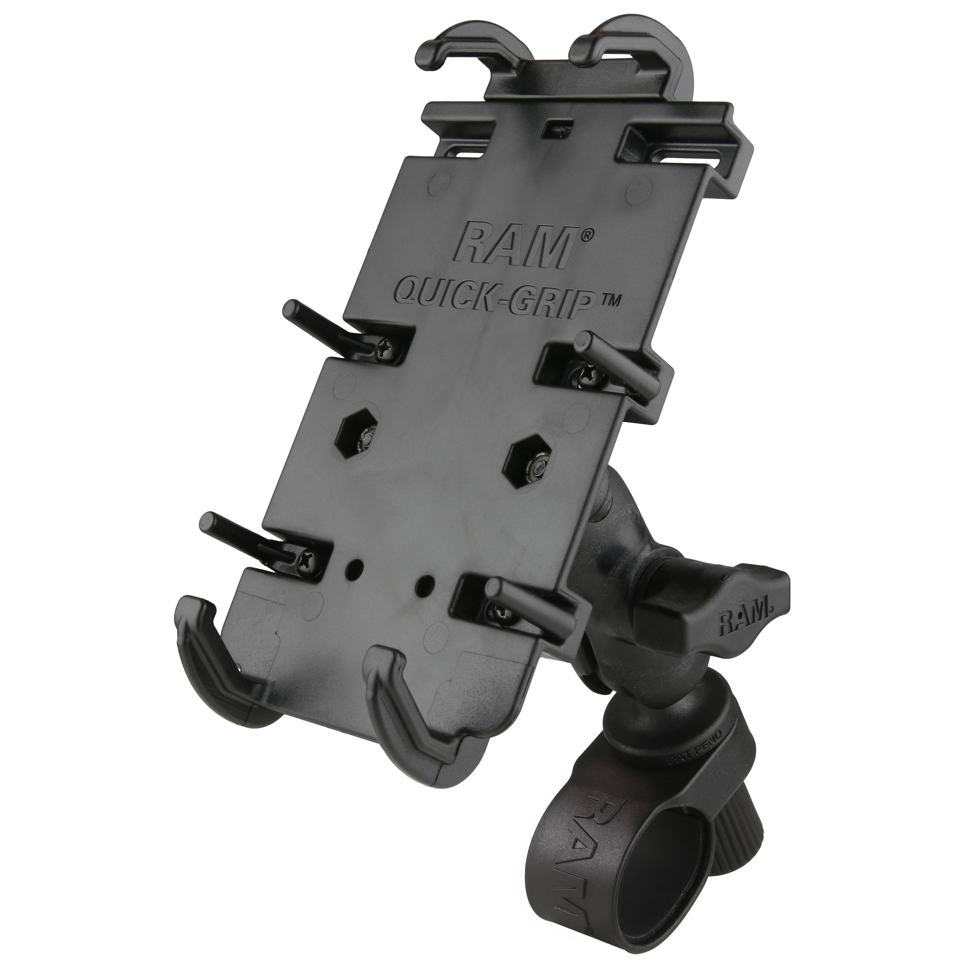 RAP-B-460-A-PD4U:RAP-B-460-A-PD4U_1:RAM® Quick-Grip™ XL Phone Mount with RAM® Tough-Strap™ Handlebar Base