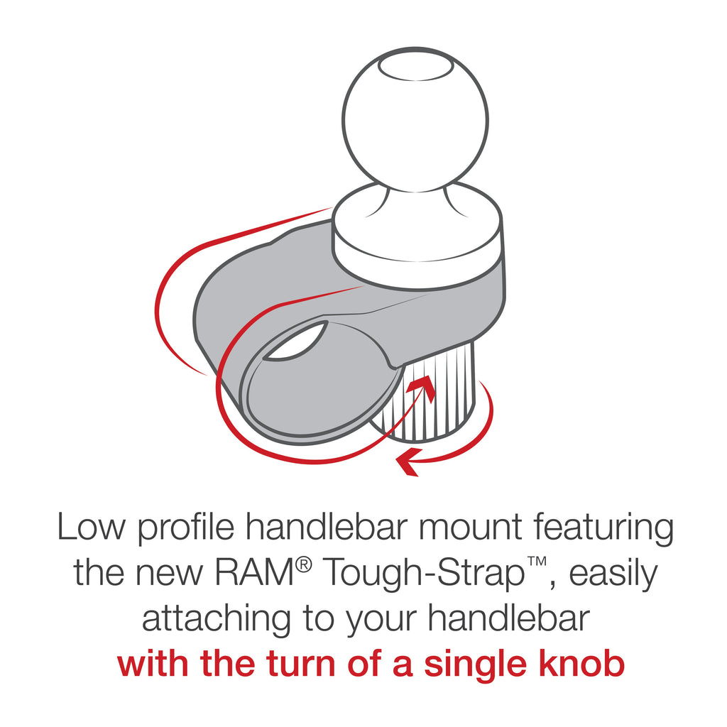 RAP-B-460-A-PD4U:RAP-B-460-A-PD4U_1:RAM® Quick-Grip™ XL Phone Mount with RAM® Tough-Strap™ Handlebar Base