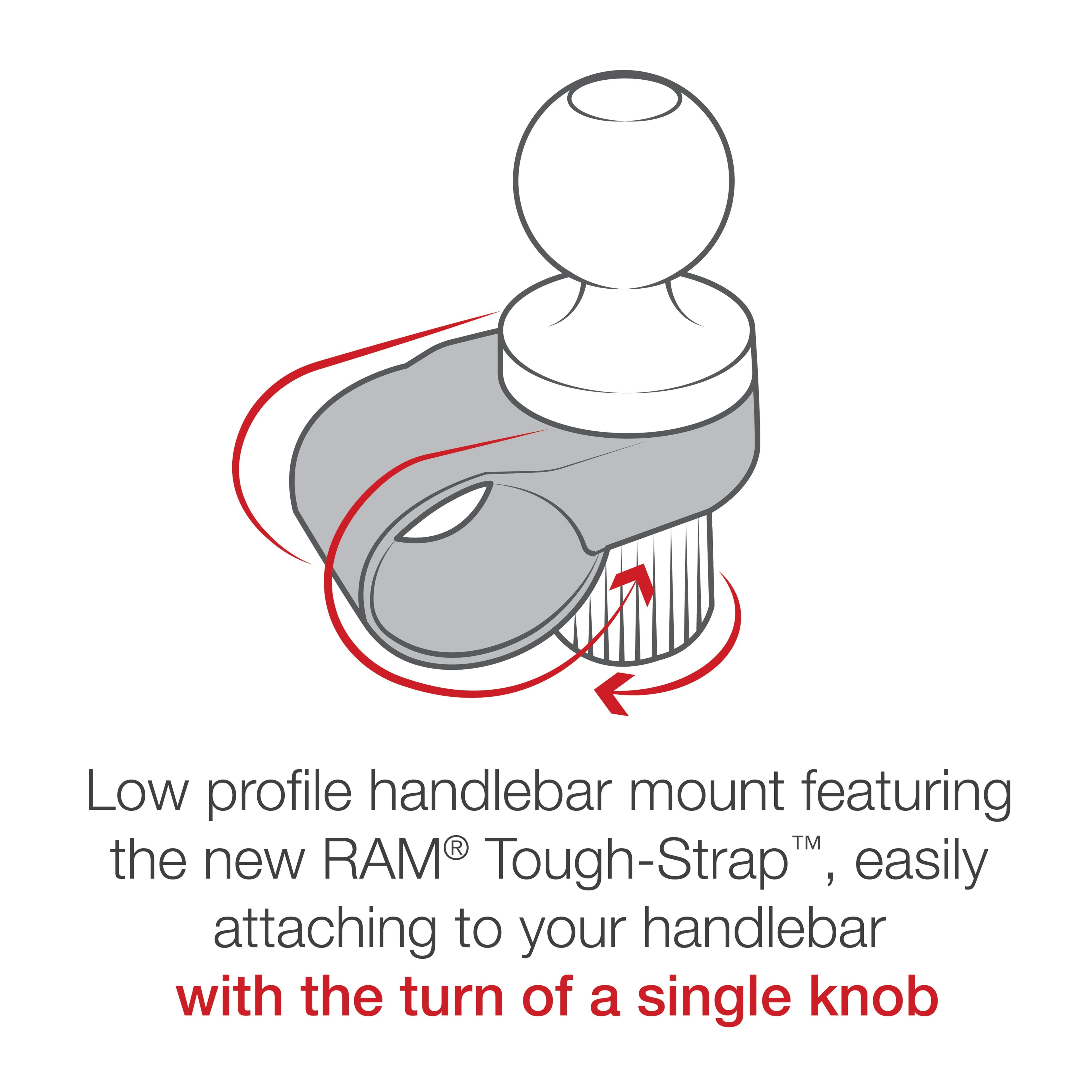 RAP-B-460-A-PD4U:RAP-B-460-A-PD4U_1:RAM® Quick-Grip™ XL Phone Mount with RAM® Tough-Strap™ Handlebar Base
