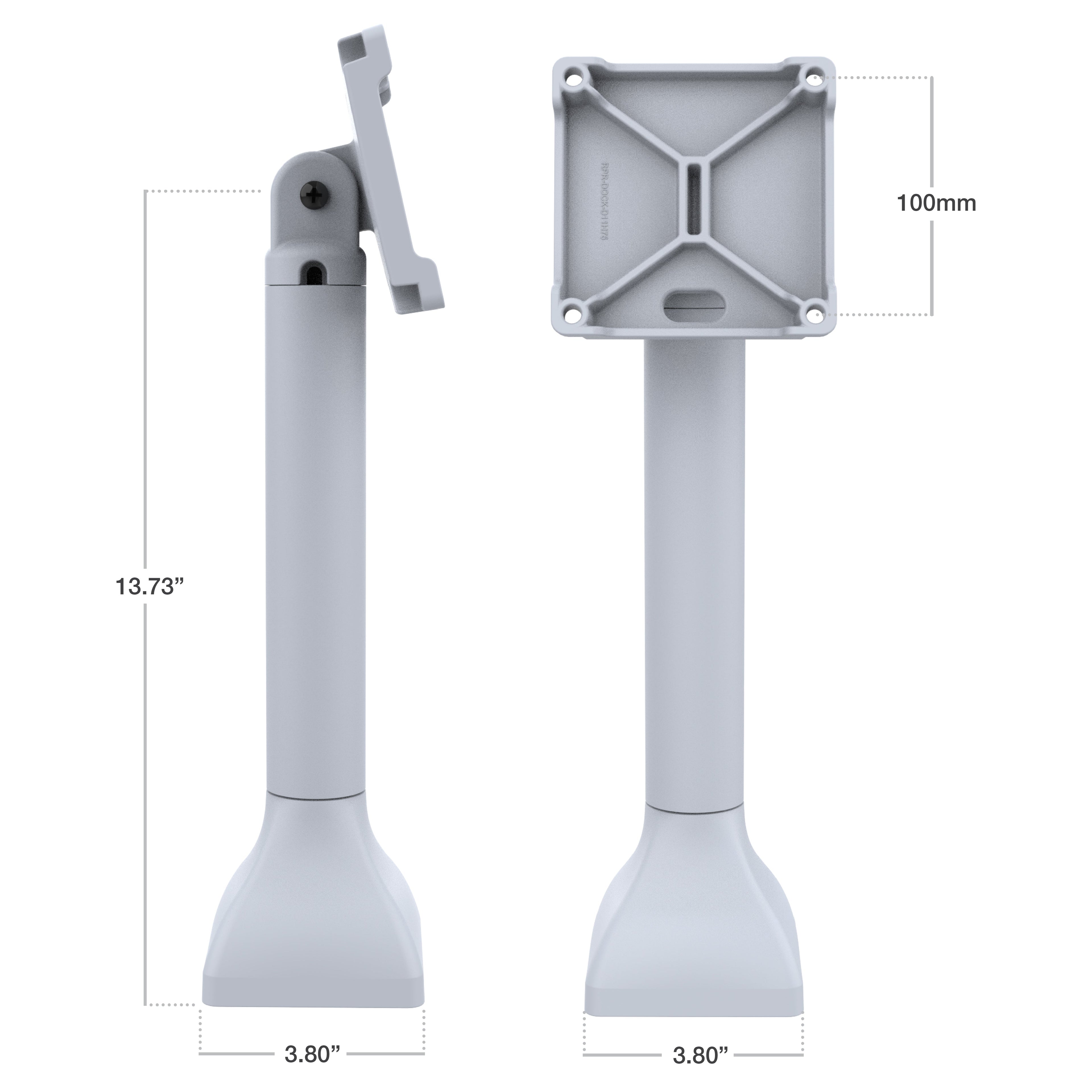 RAP-D11H-14-V100-GRY:RAP-D11H-14-V100-GRY_1:RAM® 14" Pedestal Mount with 100mm & 75mm VESA & Cable Routing - Gray