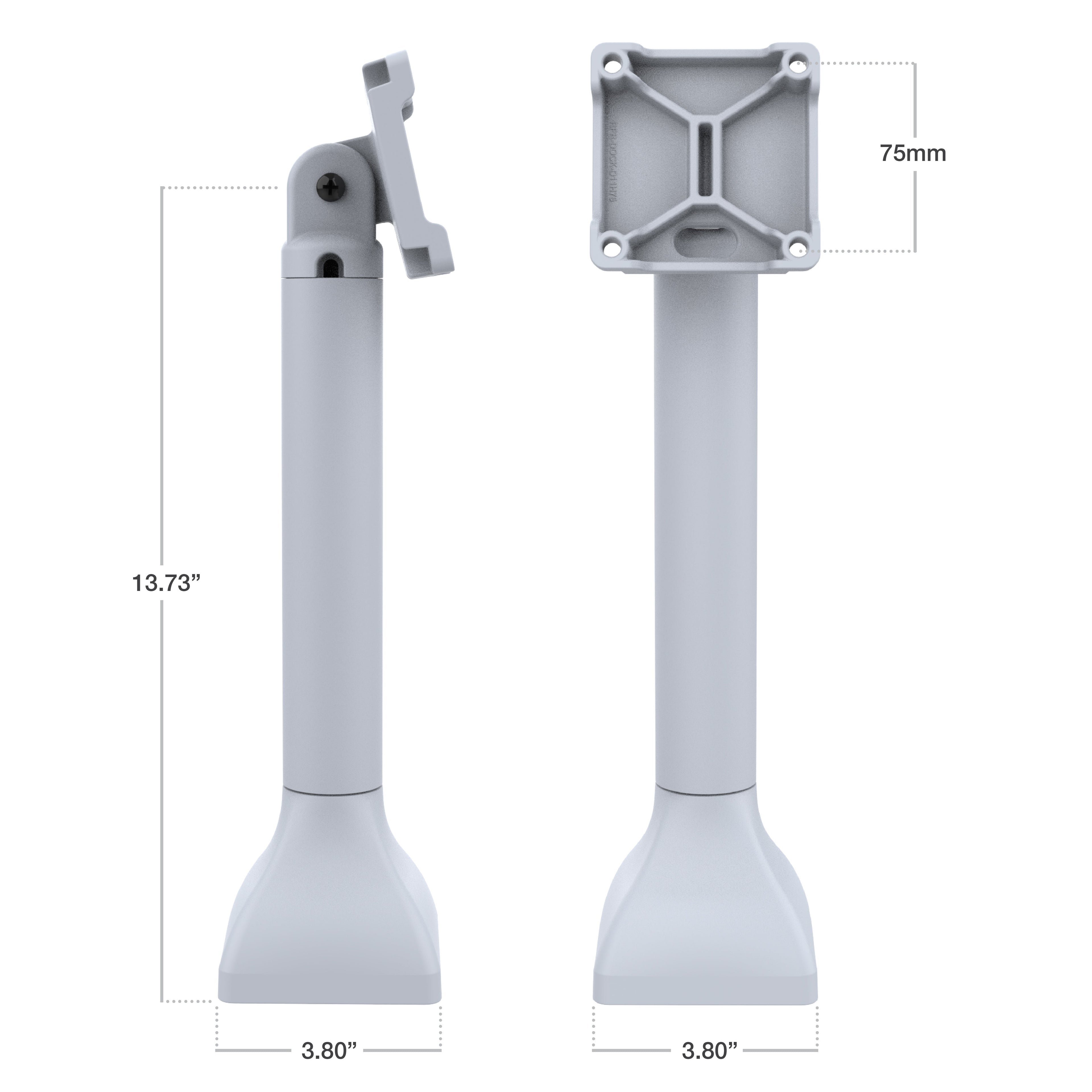 RAP-D11H-14-V75-GRY:RAP-D11H-14-V75-GRY_1:RAM® 14" Pedestal Mount with 75mm VESA & Cable Routing - Gray