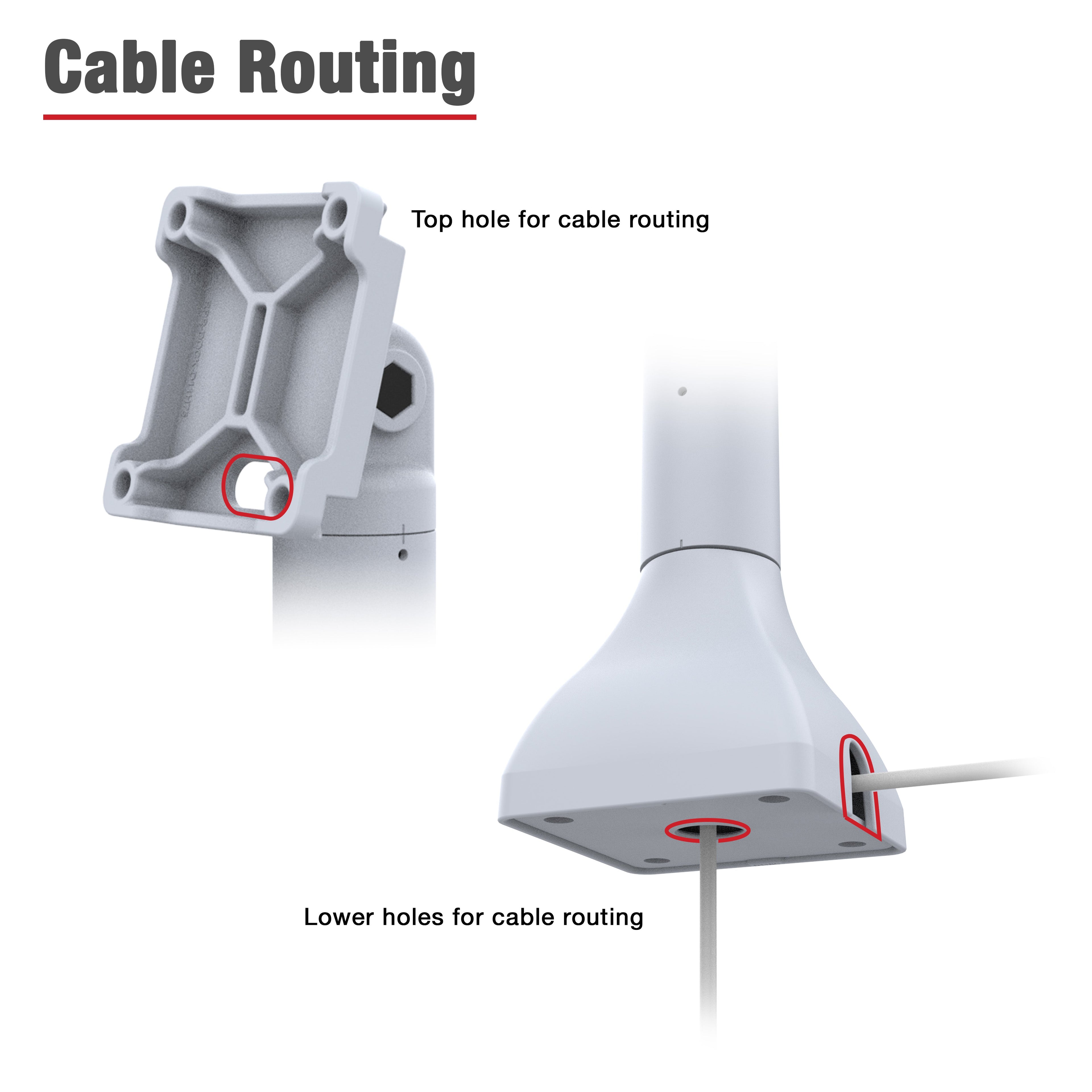 RAP-D11H-14-V75-GRY:RAP-D11H-14-V75-GRY_1:RAM® 14" Pedestal Mount with 75mm VESA & Cable Routing - Gray