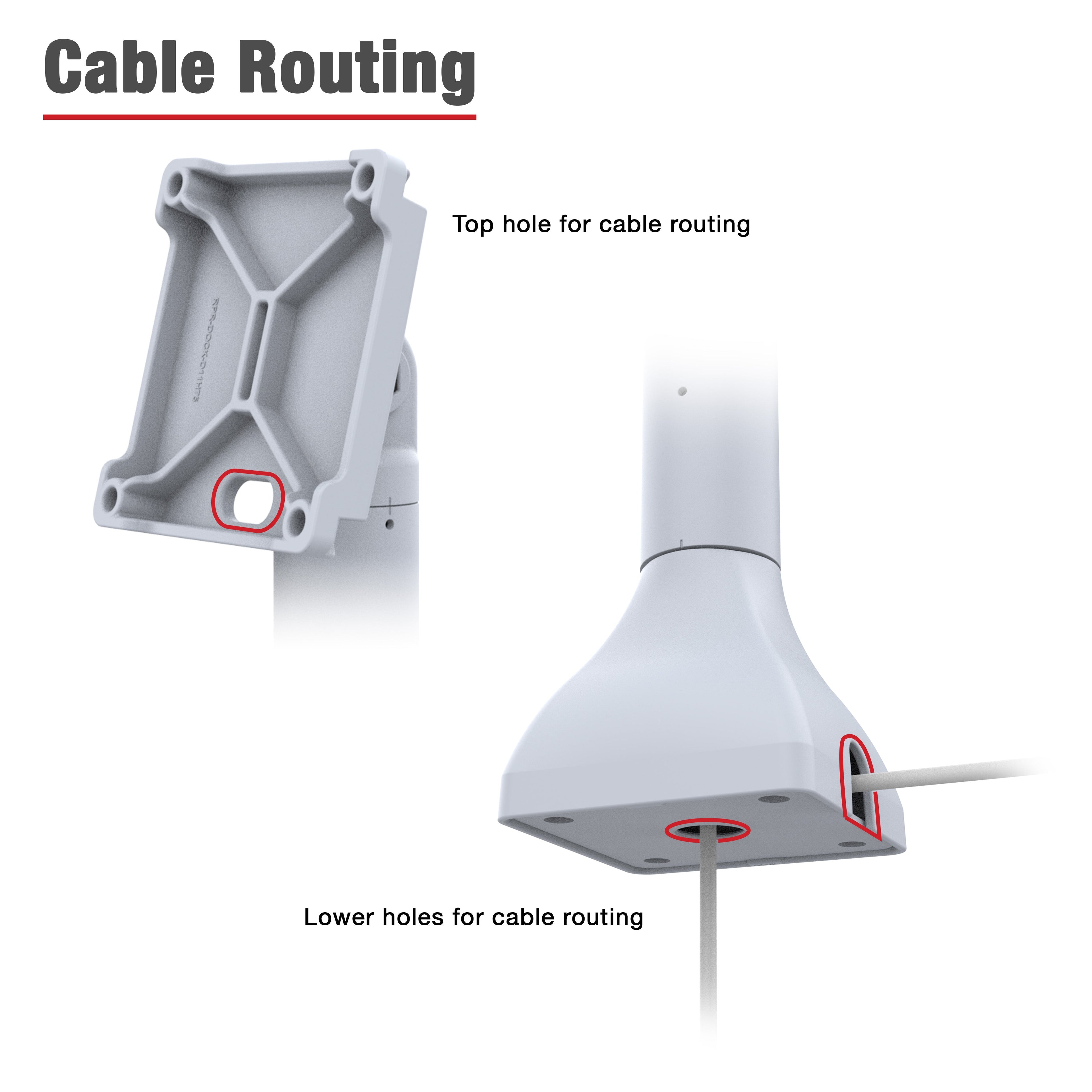 RAP-D11H-7-V100-GRY:RAP-D11H-7-V100-GRY_1:RAM® 7" Pedestal Mount with 100mm & 75mm VESA & Cable Routing - Gray
