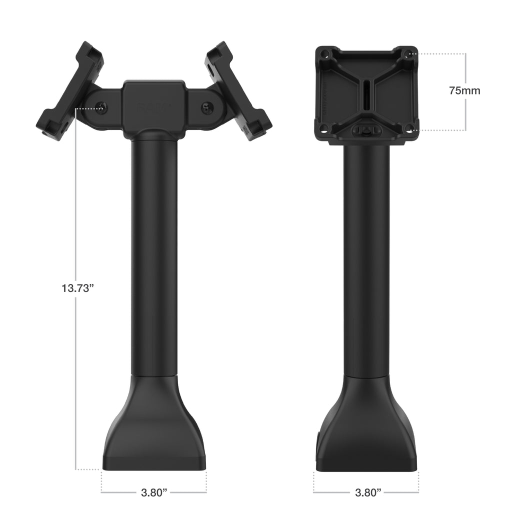 RAP-D11H2-14-V75:RAP-D11H2-14-V75_1:RAM® 14" Pedestal Mount with Dual 75mm VESA Adapters