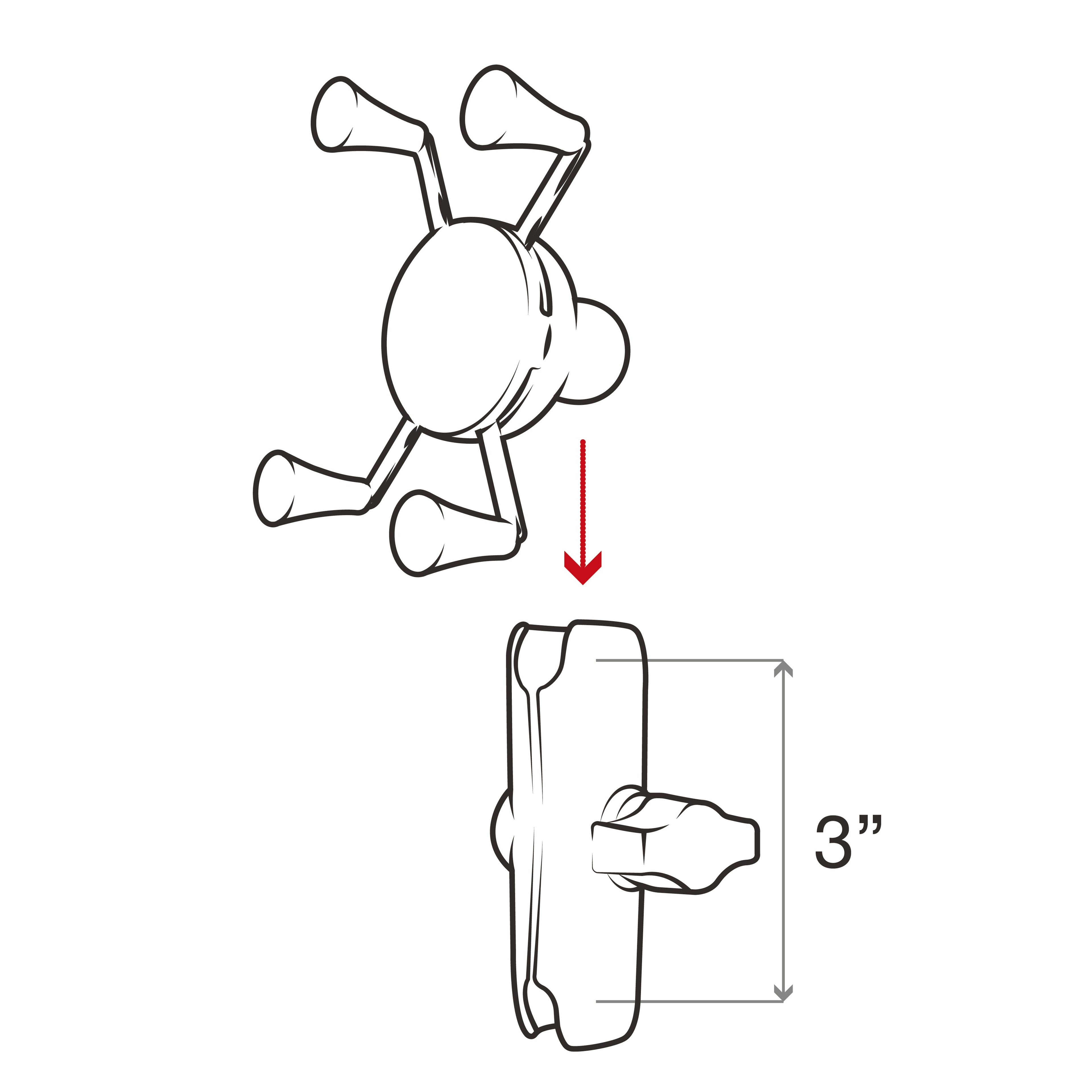 RAP-HOL-UN7B-201U:RAP-HOL-UN7B-201U_1:RAM® X-Grip® Phone Holder with Composite Double Socket Arm