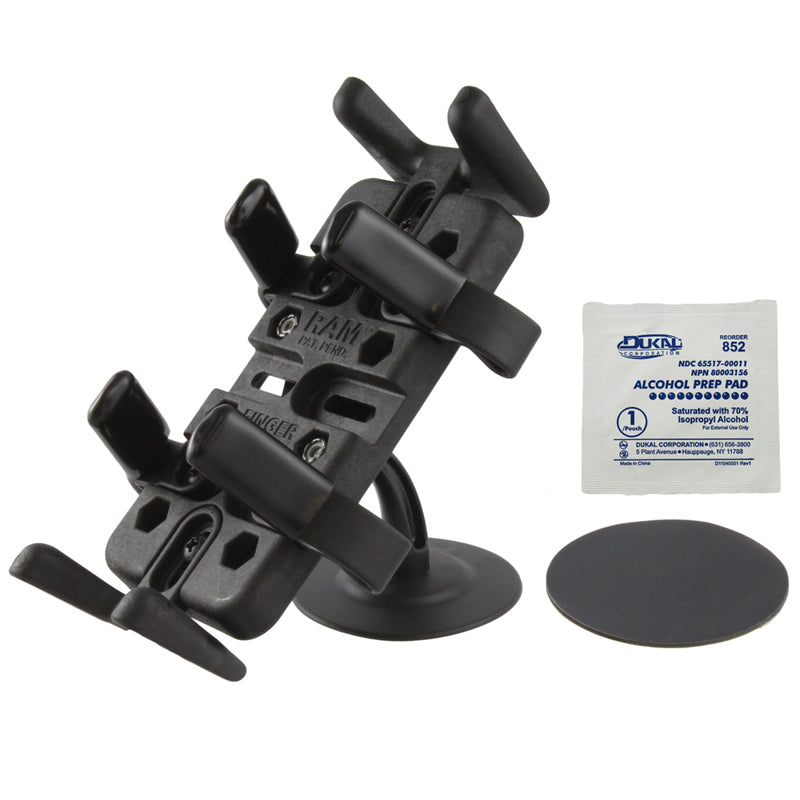 RAP-SB-180-UN4:RAP-SB-180-UN4_1:RAM® Finger-Grip™ Universal Holder with Lil Buddy™ Adhesive Dash Mount
