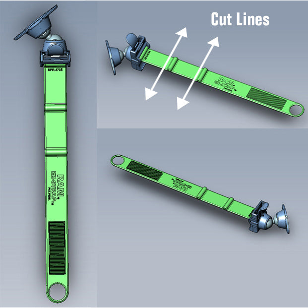 RAP-SB-187U:RAP-SB-187U_1:RAM® EZ-Strap™ Rail Mount with Double Ball and Diamond Base Adapter